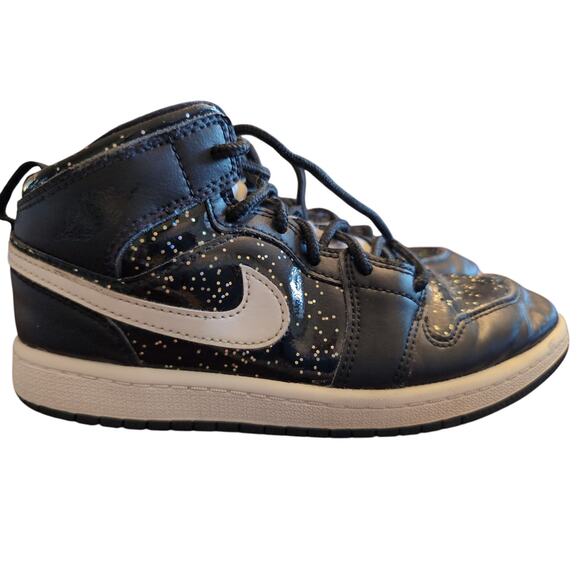 Nike Air Jordan 1 SE black sparkle girls streetwear sneakers - Picture 7 of 10